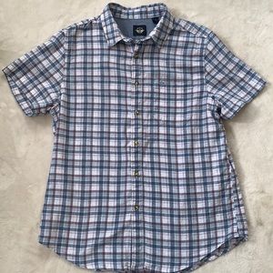 Dockers Mens Casual Blue and White Plaid Shirt, Size M